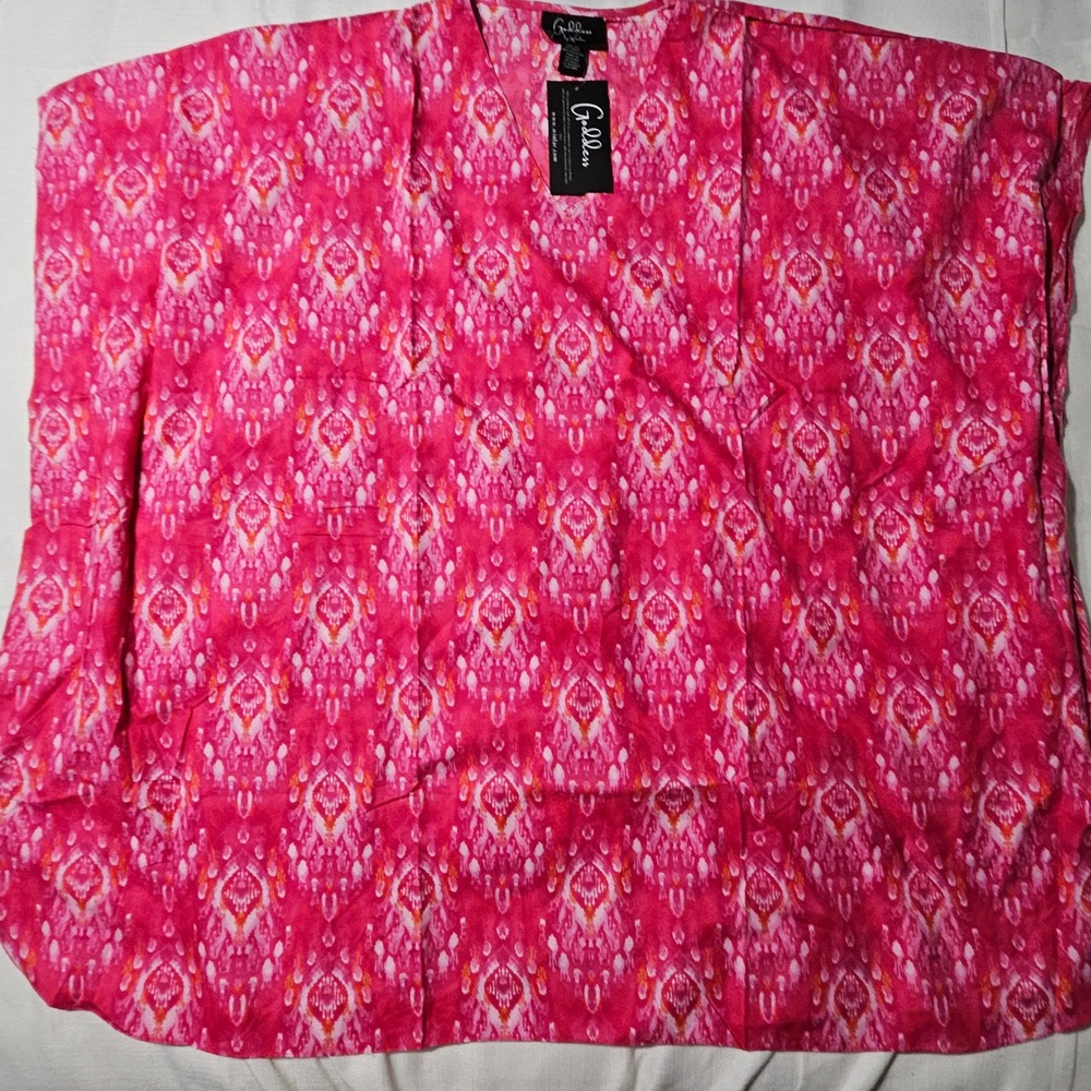 Goddess by Winlar Pink‎ Ikat Print Caftan One Size V-Neck Loungewear NWT